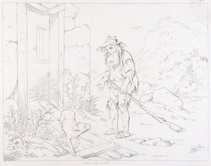 (Rip Van Winkle, Illustration) Rip kehrt zu seinem Haus in Ruinen zurück von Felix Octavius Carr Darley