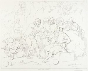 (Rip Van Winkle, Illustration) Rip serviert den seltsamen Männern in den Bergen Alkohol von Felix Octavius Carr Darley