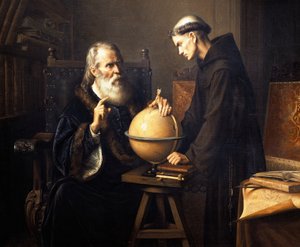 Porträt von Galileo Galilei, der seine Theorien an der Universität Padua erklärt