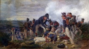 Ein Linieninfanterie-Schützenoffizier rettet einen Leutnant des britischen 13. Leichten Dragonerregiments, 2. Hälfte des 19. Jahrhunderts