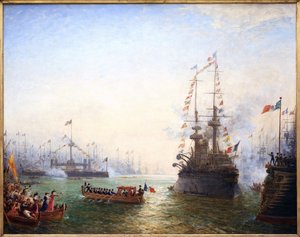 Toulon, Besuch von Präsident Emile Loubet (1838-1929) bei den französischen und italienischen Flügeln im April 1901