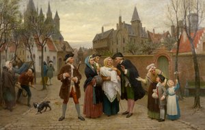 Eine Taufe in Flandern im 18. Jahrhundert von Felix de Vigne