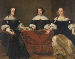 Porträt der drei Regentinnen des Leprozenhauses, Amsterdam, ca. 1668 von Ferdinand Bol