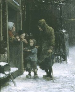 Alte Frau und junger Junge betteln von Ferdinand Carl Sierich