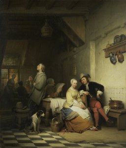 Innenraum eines Gasthauses mit Figuren in Kostümen des 17. Jahrhunderts von Ferdinand De Braekeleer (I)