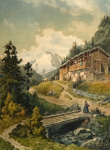 Alpenlandschaft mit einer Brücke