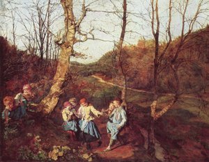 Frühling im Wienerwald (Die Veilchenpflücker) von Ferdinand Georg Waldmüller
