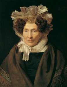Alte Frau mit weißer Bänderhaube