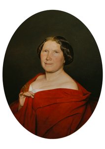 Frau mit lachsrotem Umhang