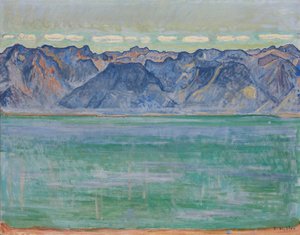Genfersee mit den Savoyer Alpen, ca. 1905 von Ferdinand Hodler