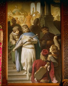 Die besten Dichter und Minnesänger kommen auf der Wartburg zusammen und werden von Landgraf Hermann für besonders feine Leistungen belohnt, aus der Tannhäuser-Saga, Speisesaal