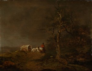 Gewitterlandschaft mit Bauernwagen von Ferdinand Kobell