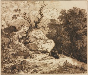Einsiedler in einer bewaldeten Landschaft, 1776