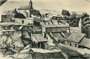 Steinbruch in Alt-Matzleinsdorf, mit der Pfarrkirche St. Florian in Wien, 1814-1815, 1943