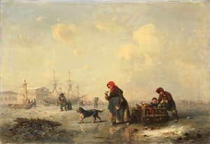Die Newa in Sankt Petersburg im Winter, 1844 von Ferdinand Theodor Hildebrandt