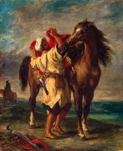 Ein Marokkaner sattelt sein Pferd, 1855 von Ferdinand Victor Eugene Delacroix