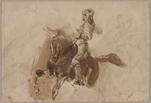 Gepanzerte Figur zu Pferd recto, um 1828
