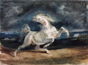 Pferd erschreckt durch Blitz von Ferdinand Victor Eugene Delacroix