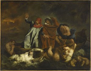 Dante und Virgil in der Hölle. Die Barke von Dante, 1822 von Ferdinand Victor Eugene Delacroix