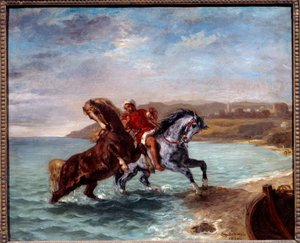 Pferde kommen aus dem Meer. Gemälde von Eugene Delacroix (1798-1863)