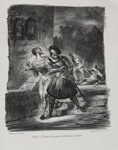 Illustrationen für Faust: Méphistophélés und Faust fliehen nach dem Duell, 1828 von Ferdinand Victor Eugene Delacroix