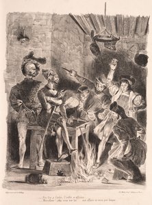Illustrationen für Faust: Méphistophélés in der Taverne der Studenten, 1828 von Ferdinand Victor Eugene Delacroix