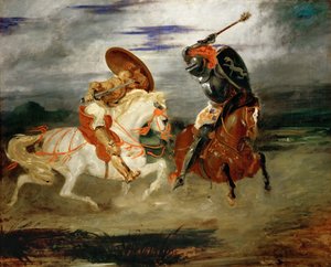 Ritter kämpfen auf dem Land von Ferdinand Victor Eugene Delacroix