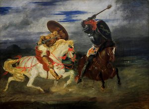 Ritter kämpfen auf dem Land von Ferdinand Victor Eugene Delacroix