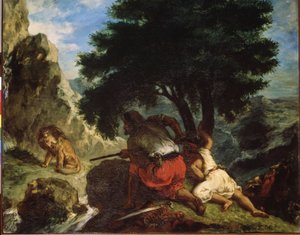 Die Löwenjagd in Marokko von Ferdinand Victor Eugene Delacroix