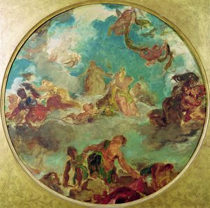 Der Frieden steigt zur Erde herab, Studie für die zentrale Decke des Salon de la Paix im Hotel de Ville, zerstört 1871 während der Kommune