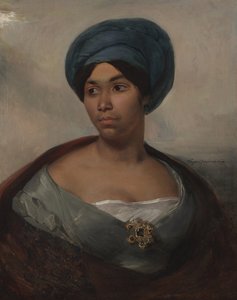 Porträt einer Frau mit blauem Turban