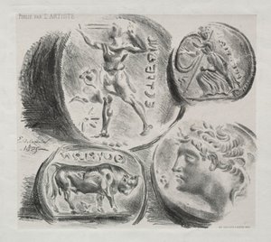 Blatt mit vier antiken Medaillen, 1825 von Ferdinand Victor Eugene Delacroix
