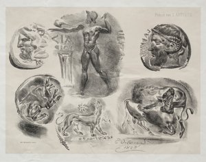 Blatt mit sechs antiken Medaillen, 1825 von Ferdinand Victor Eugene Delacroix