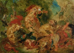 Studie für Die Löwenjagd, 1854 von Ferdinand Victor Eugene Delacroix