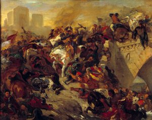 Die Schlacht von Taillebourg gewonnen von Saint Louis am 21. Juli 1242 von Ferdinand Victor Eugene Delacroix