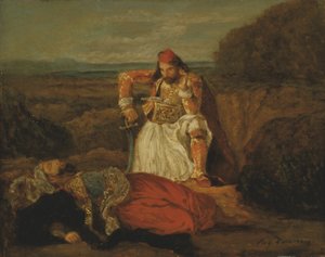Der Giaour betrachtet den toten Hassan, ca. 1829 von Ferdinand Victor Eugene Delacroix