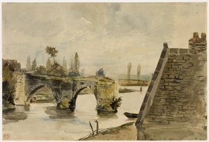 Die alte Brücke in Nantes, um 1827