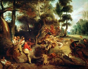 Die Wildschweinjagd, nach einem Gemälde von Rubens, ca. 1840-50
