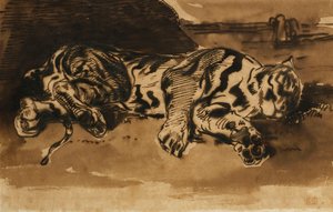 Liegender Tiger, 1858 von Ferdinand Victor Eugene Delacroix