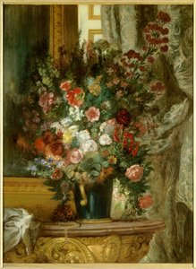 Blumenvase auf einer Konsole. Gemälde von Eugene Delacroix (1798-1863) 1850 Montauban, Musee Ingres von Ferdinand Victor Eugene Delacroix