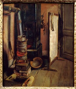 Ecke des Ateliers, der Malofen