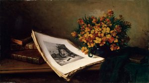Stillleben mit einer Lithographie, 19. Jahrhundert von Ferdinand Wagner the elder