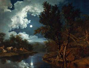 Flusslandschaft im Mondlicht