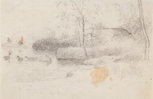 Landschaft mit Enten von Ferdinand von Wright