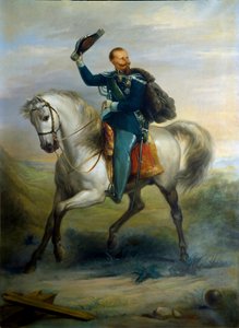 Porträt des Königs von Italien Vittorio Emanuele zu Pferd von Ferdinando Folchi