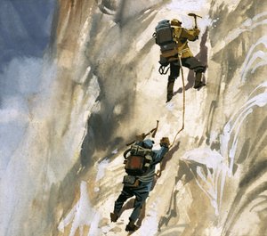 Hillary und Tensing an den Hängen des Mount Everest
