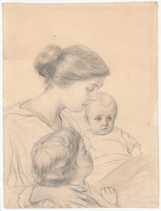 Porträt der Ehefrau mit Kindern, Janeczka und Edzio von Ferdynand Ruszczyc