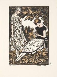 Un Peu, Beaucoup, aus einer Sammlung von Modeplatten, 1920 (Pochoir-Druck) von Fernand Siméon