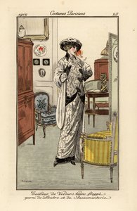 Frau im weißen Samtanzug, verziert mit Otterfell und Besatz von Fernand Siméon