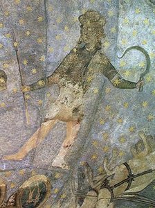 Ein Mann mit einer Sichel und einem Speer, Detail aus dem Cielo de Salamanca, um 1480-90